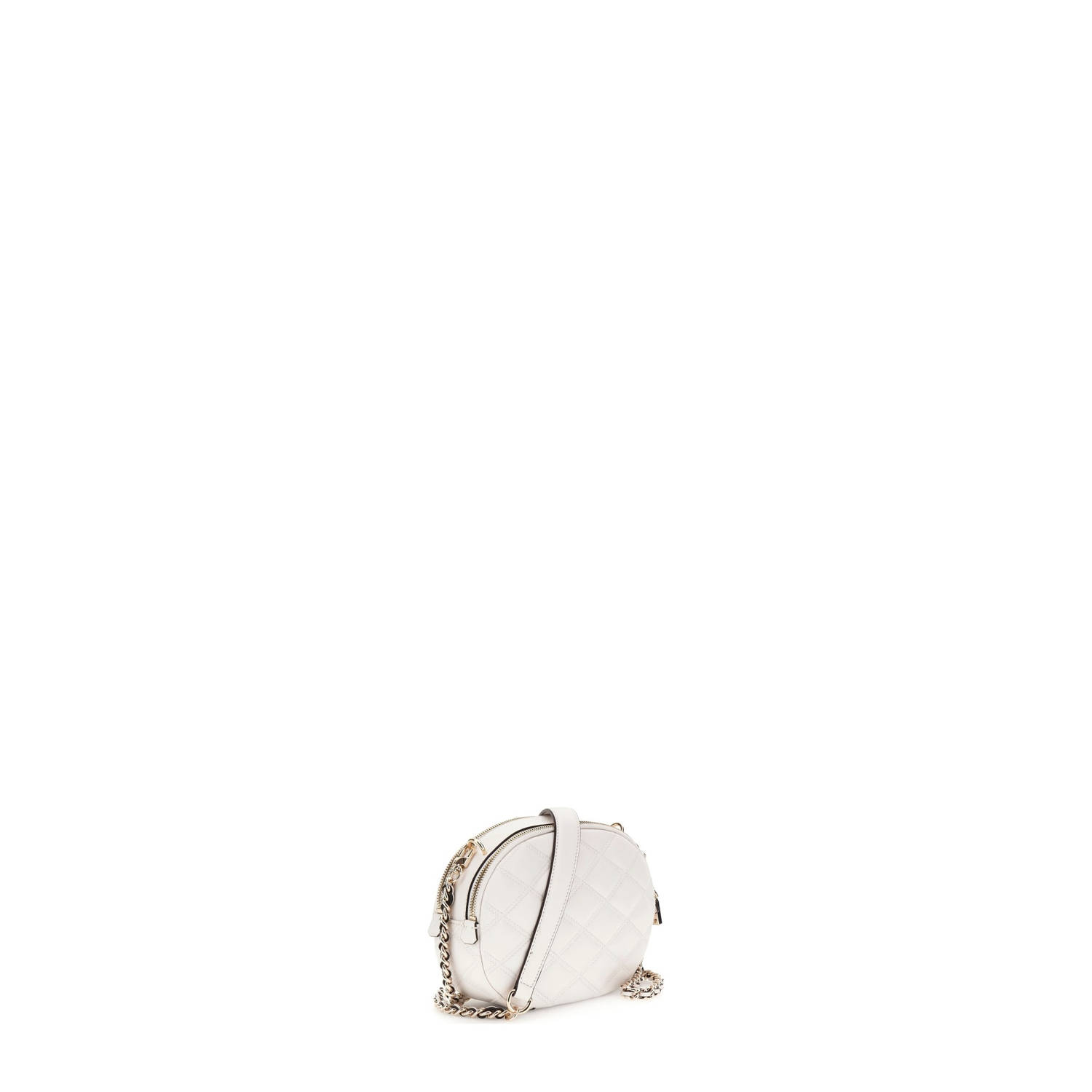 GUESS doorgestikte crossbody tas Tamsin ecru