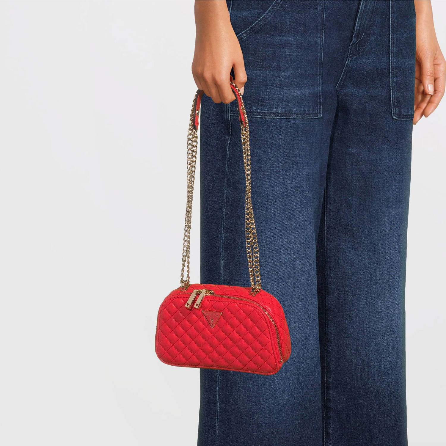 GUESS doorgestikte crossbody tas Rianee rood