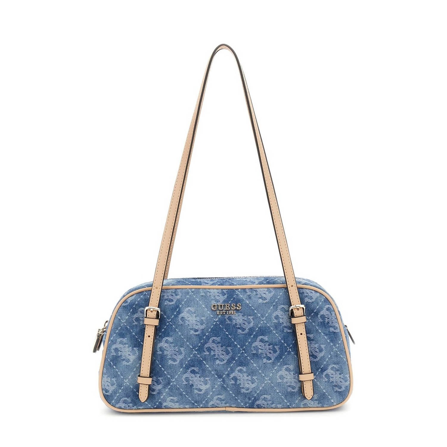 GUESS denim schoudertas Cerelia met logoprint blauw