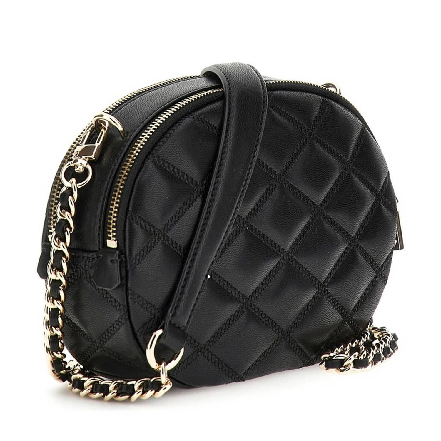 GUESS doorgestikte crossbody tas Tamsin zwart