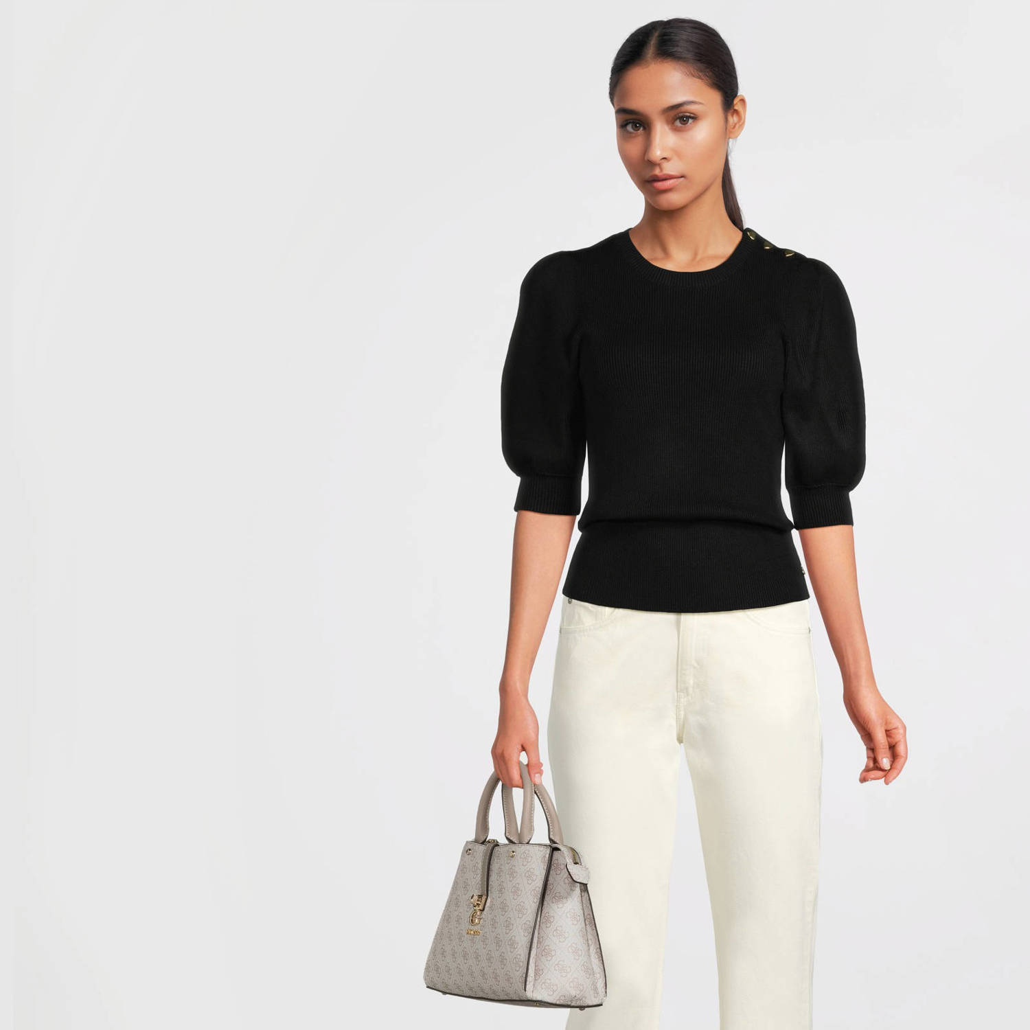GUESS handtas Zamira met logoprint lichtroze