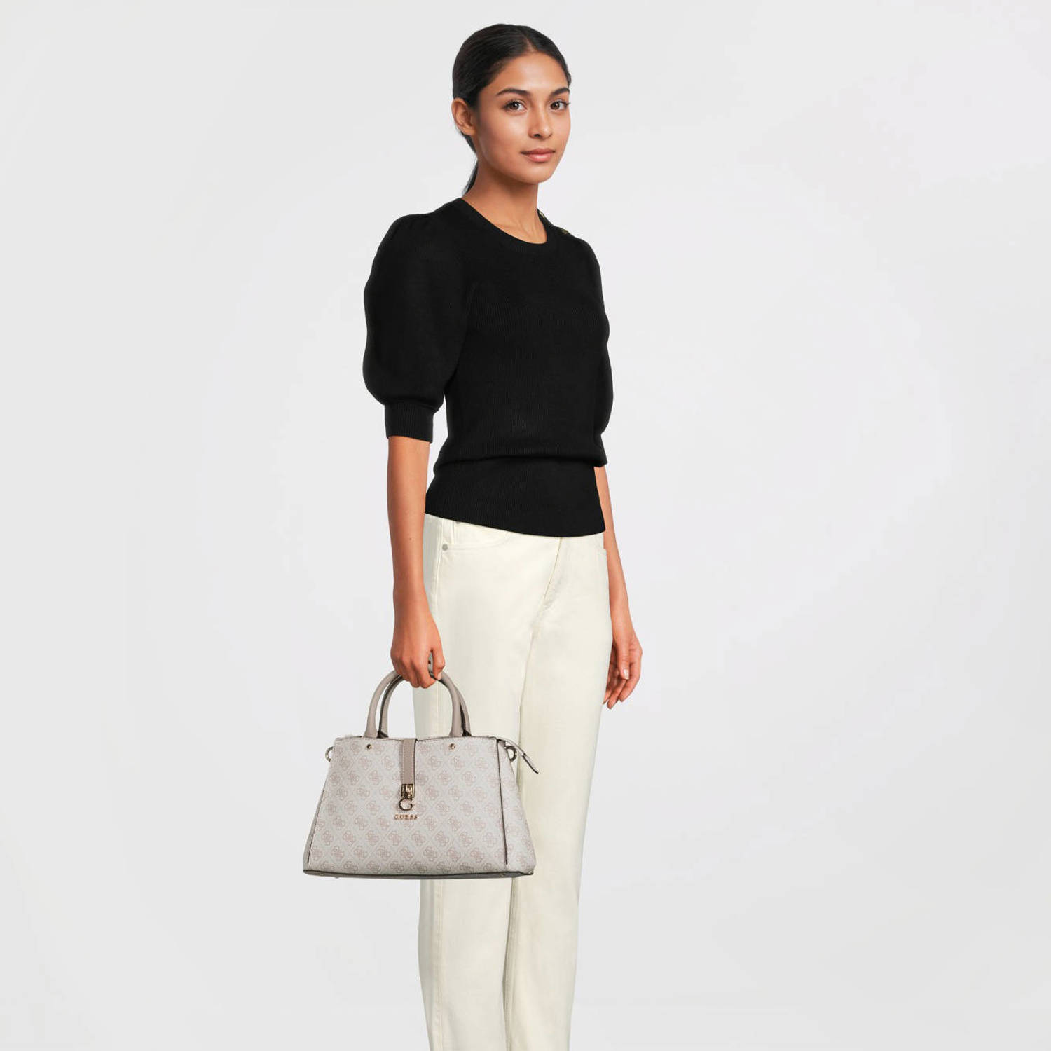 GUESS handtas Zamira met logoprint lichtroze