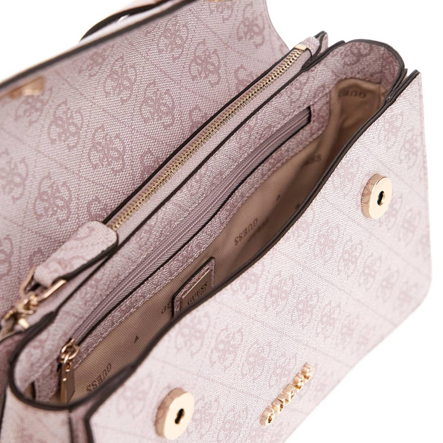 GUESS crossbody tas Zamira met logoprint lichtroze