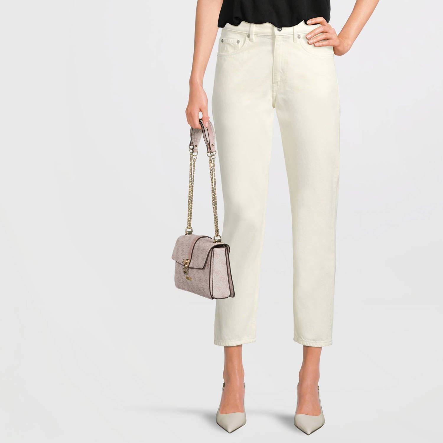 GUESS crossbody tas Zamira met logoprint lichtroze