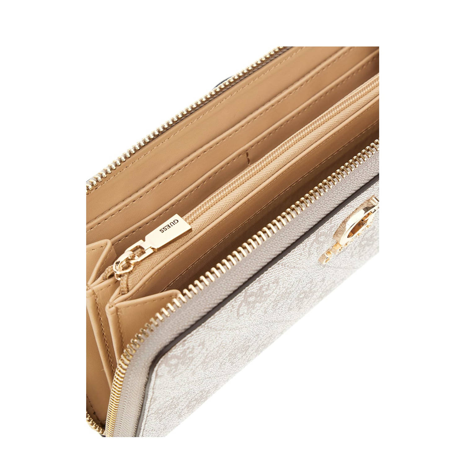GUESS portemonnee Zamira met logoprint beige