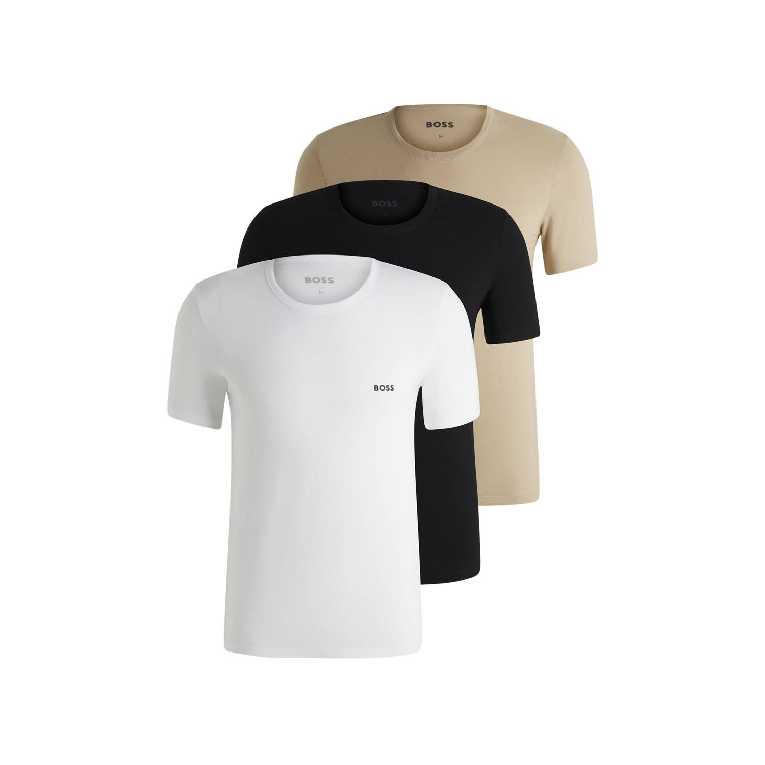 BOSS T-shirt TShirtRN 3P Classic met borduurwerk (set 3-delig)