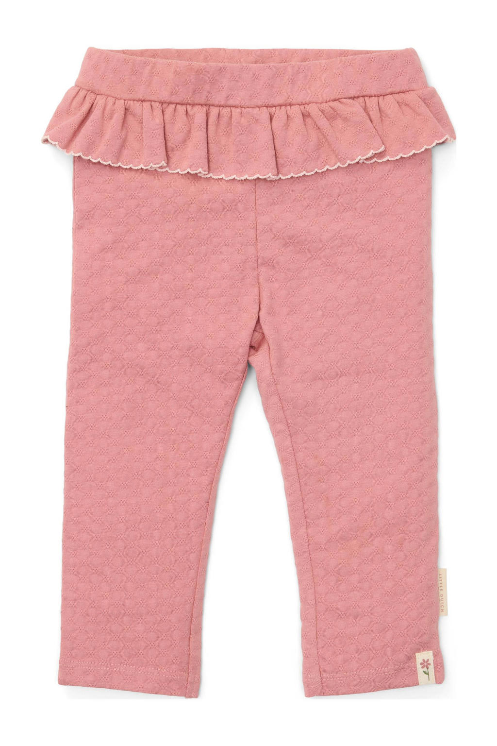 Roze meisjes Little Dutch straight legging van katoen met regular waist, elastische tailleband en effen