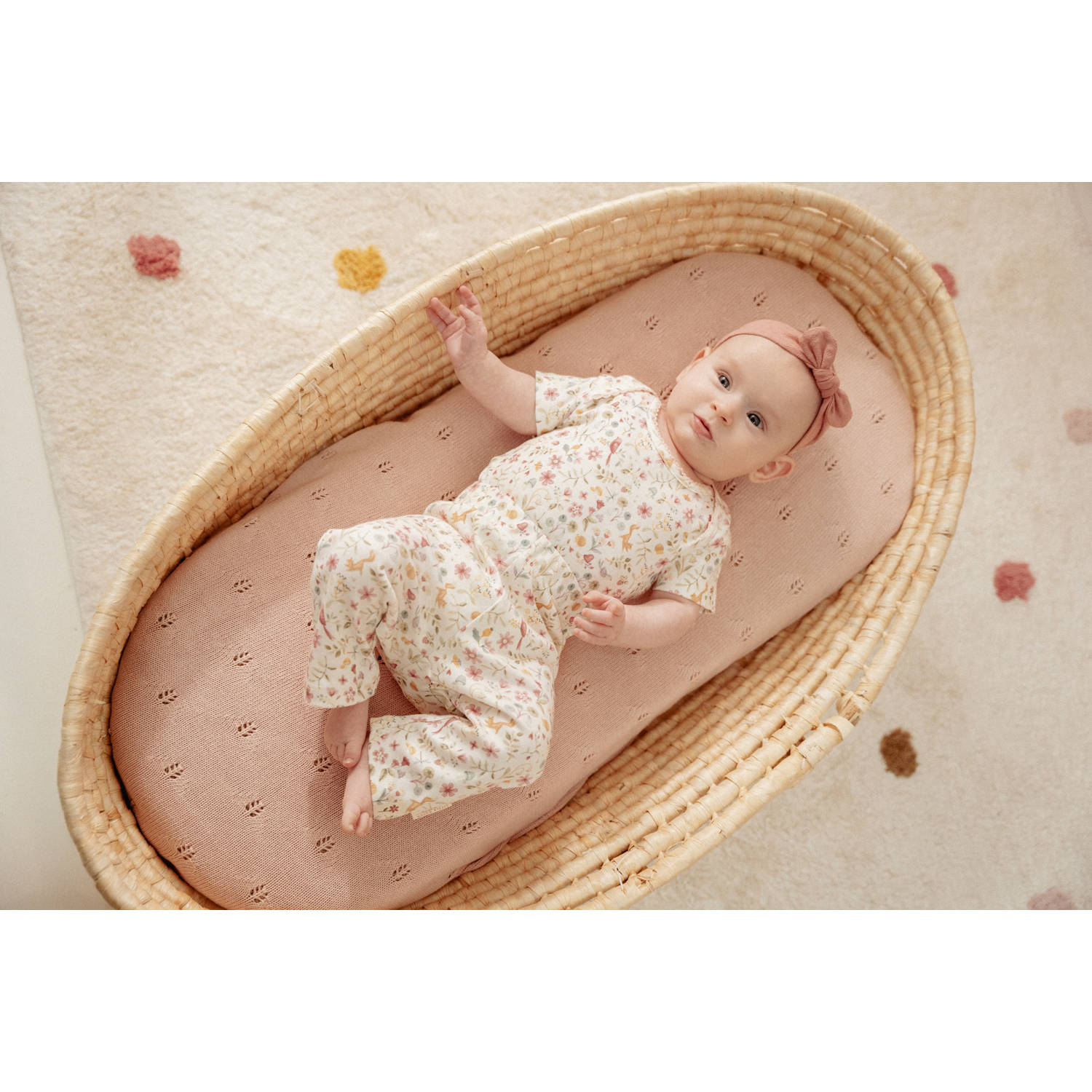Little Dutch romper Fairy Garden offwhite roze groen