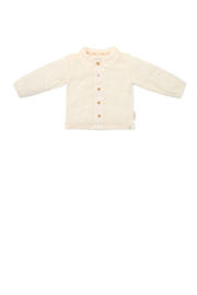 thumbnail: Ecru meisjes Little Dutch blouse van katoen met effen, lange mouwen, peter pan-kraag, knoopsluiting en textuur