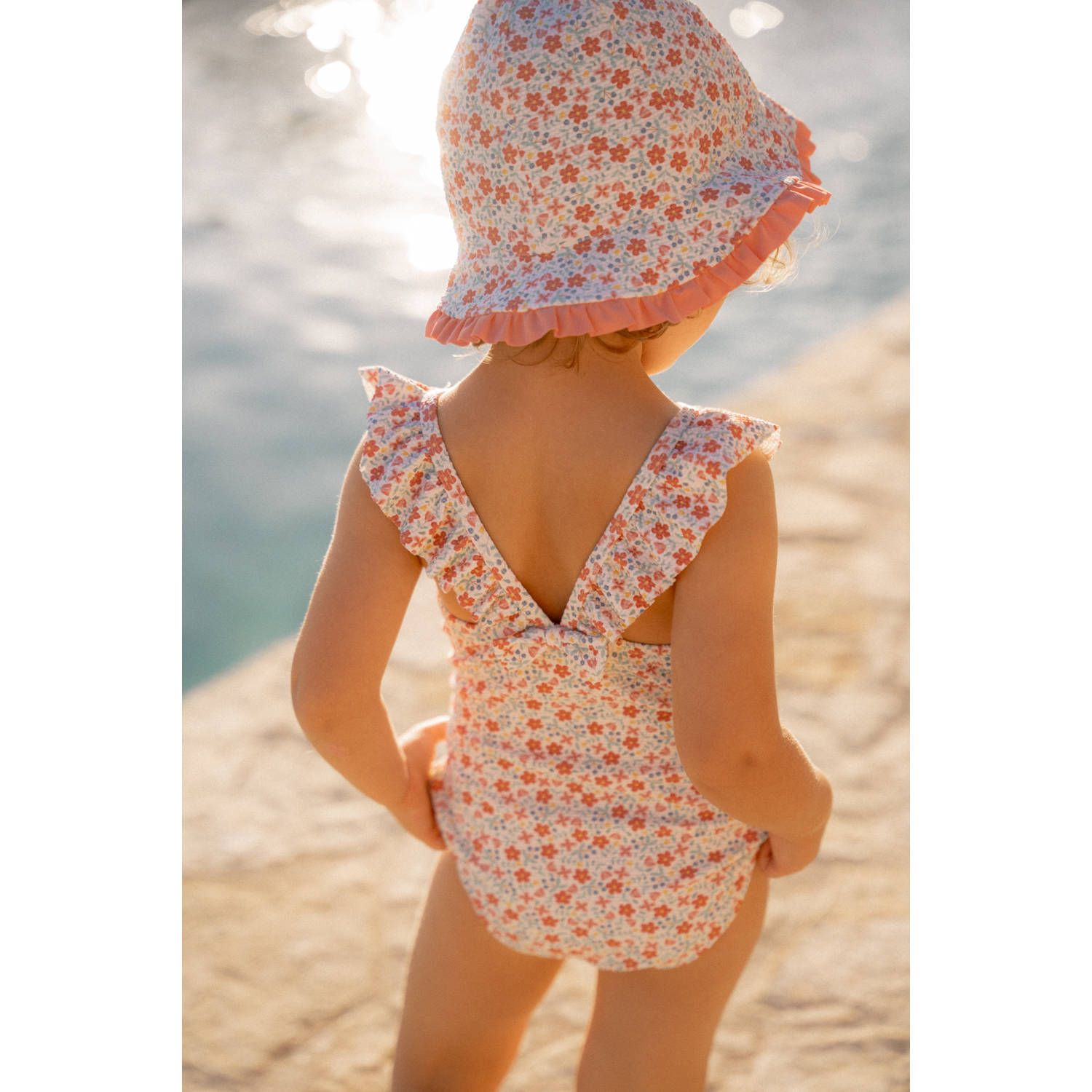 Little Dutch badpak roze groen ecru