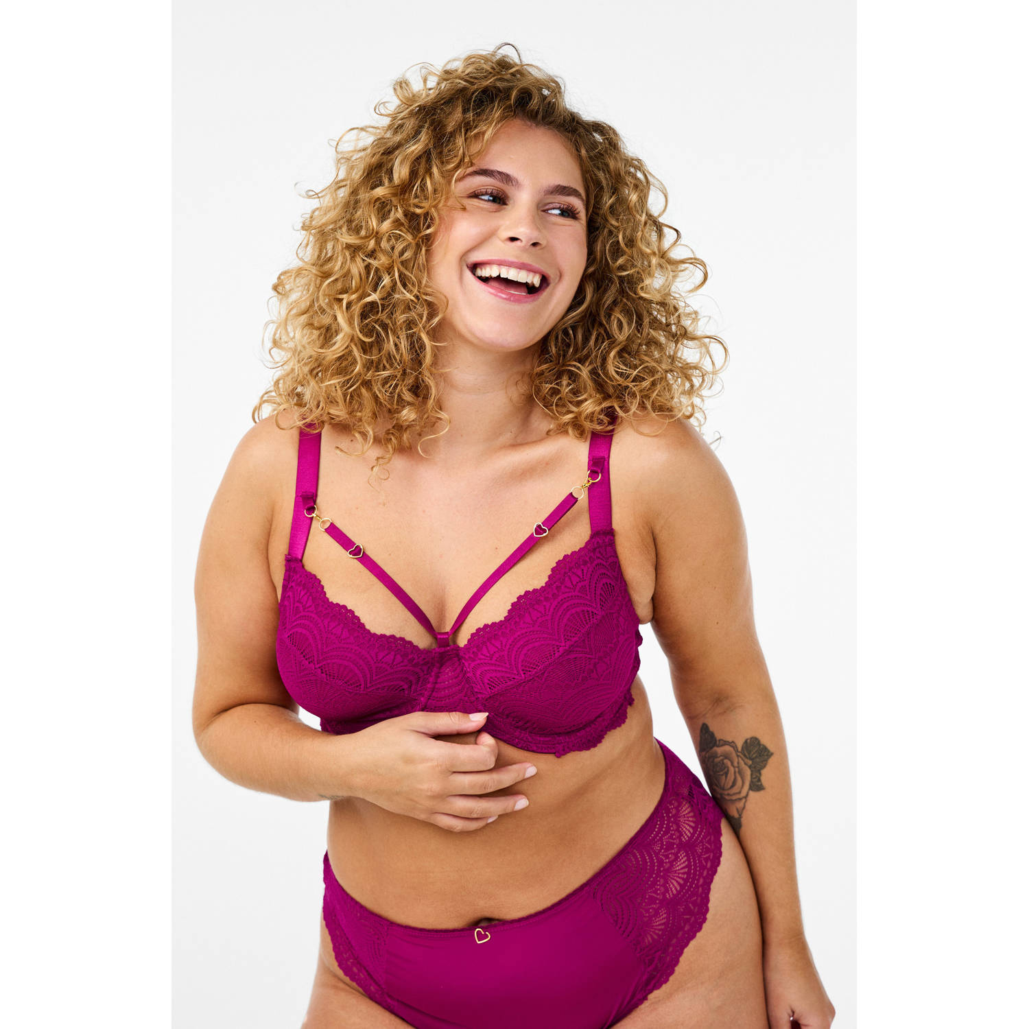 Zizzi niet-voorgevormde beugelbh LALA fuchsia