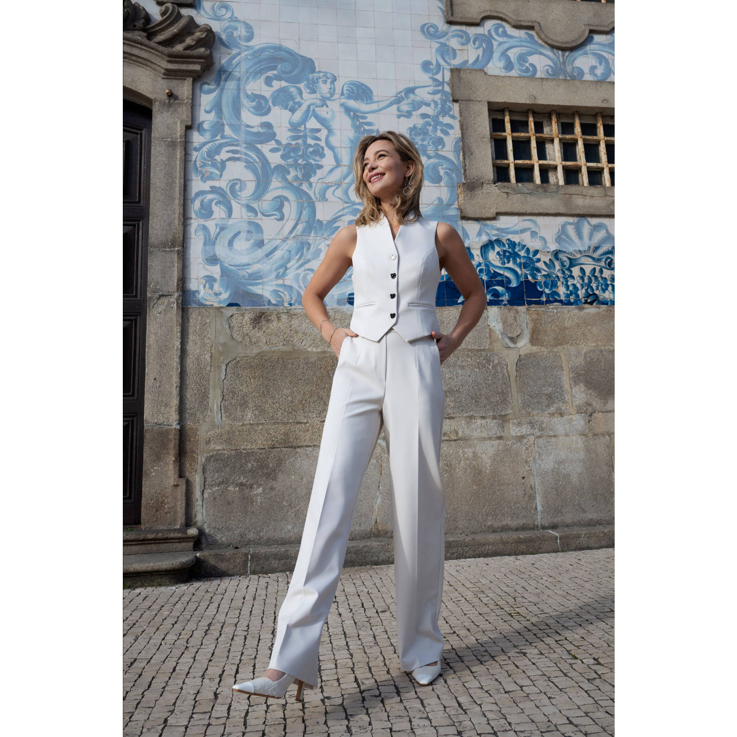 Elvira Collections straight regular waist pantalon ecru