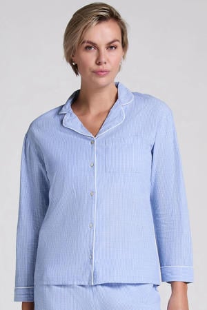 pyjamatop blauw/wit