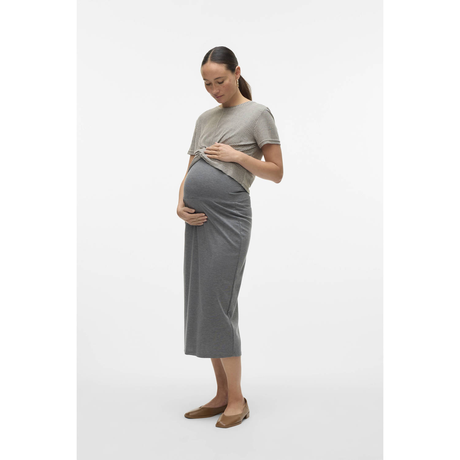 MAMALICIOUS zwangerschaps midi rok grijs