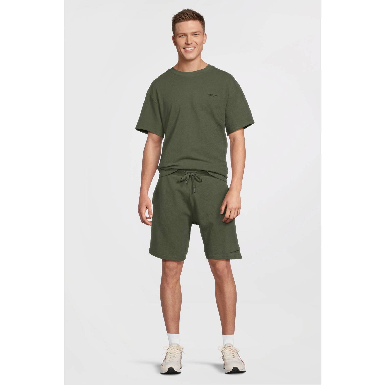 Cars T-shirt met short van badstof olijfgroen (set van 2)