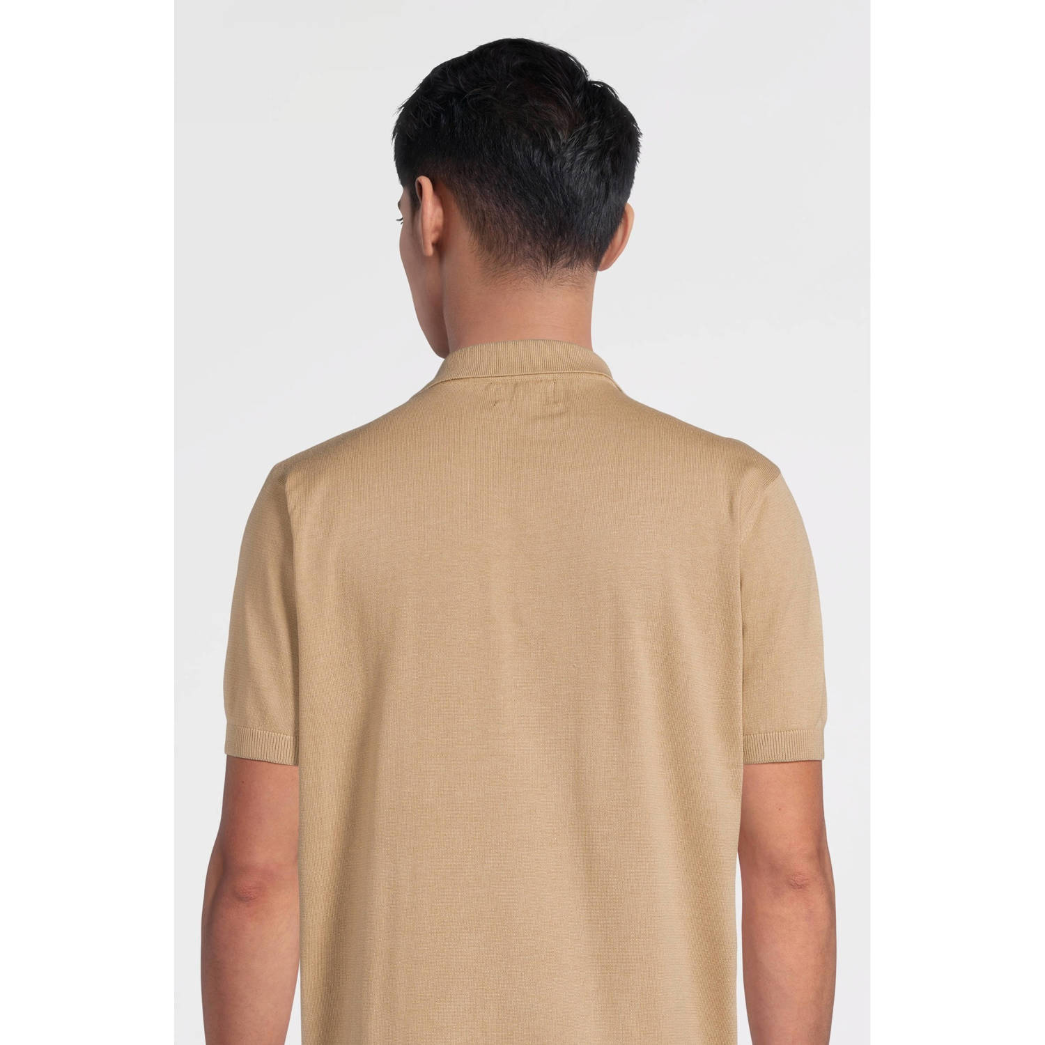 Cars slim polo fijn gebreid beige