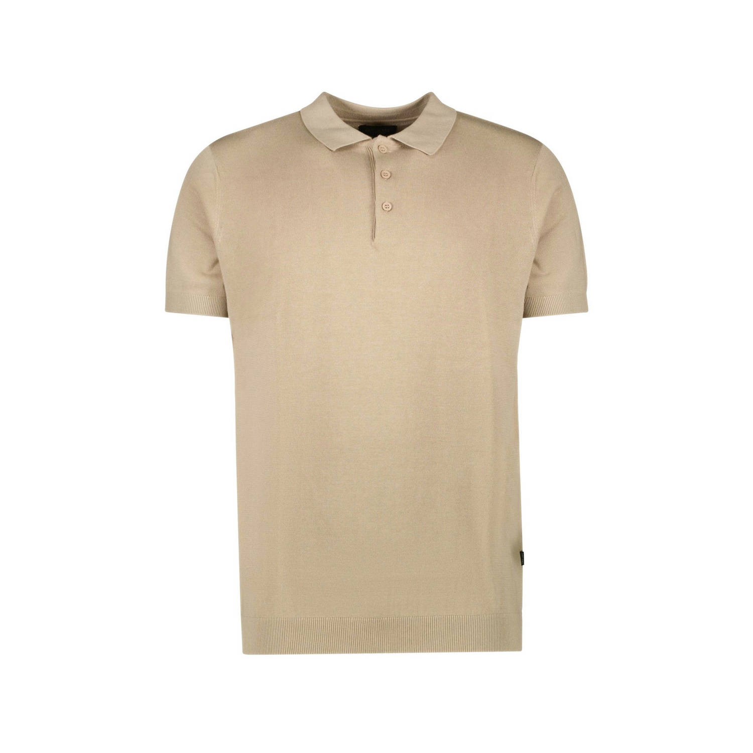 Cars slim polo fijn gebreid beige