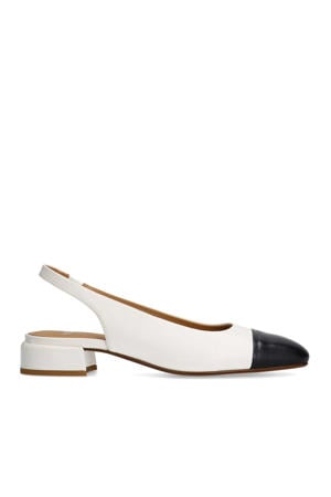 leren slingback loafers wit/zwart