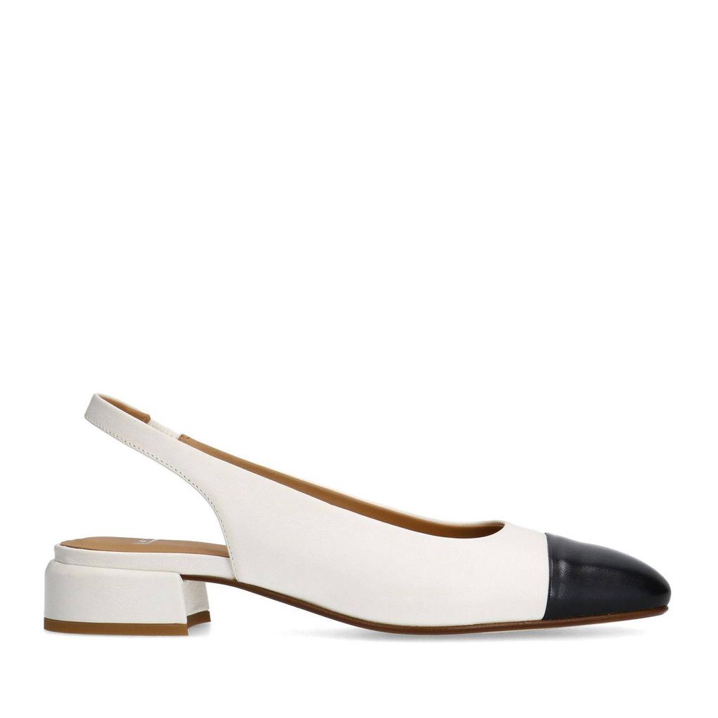 Wit en zwarte dames Manfield leren slingback loafers