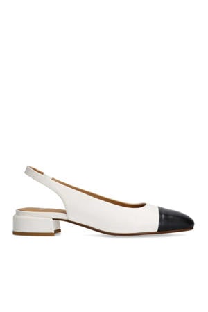 leren slingback loafers wit/zwart
