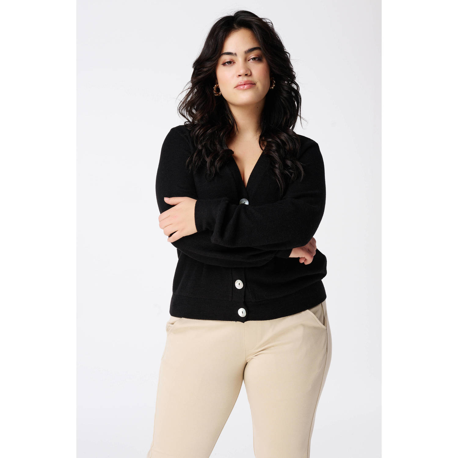 MS Mode gebreid vest zwart