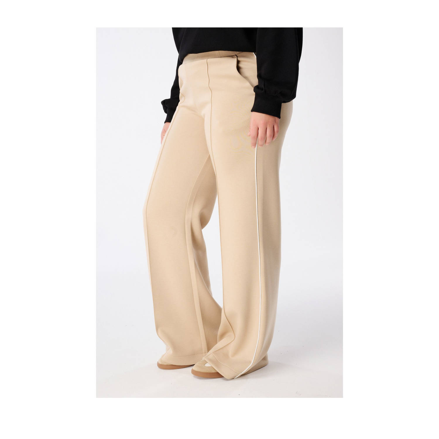 MS Mode wide leg high waist pantalon zand