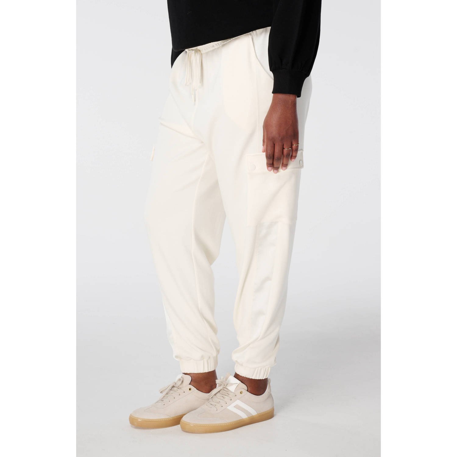 MS Mode relaxed regular waist casual broek crème