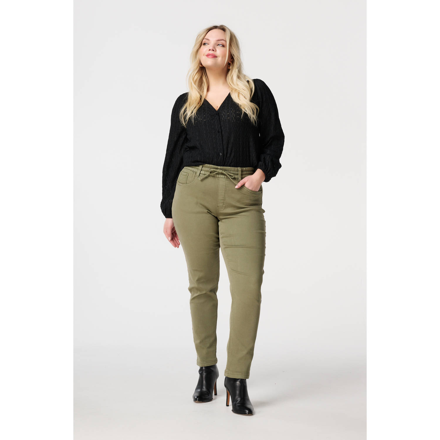 MS Mode blouse zwart broderie