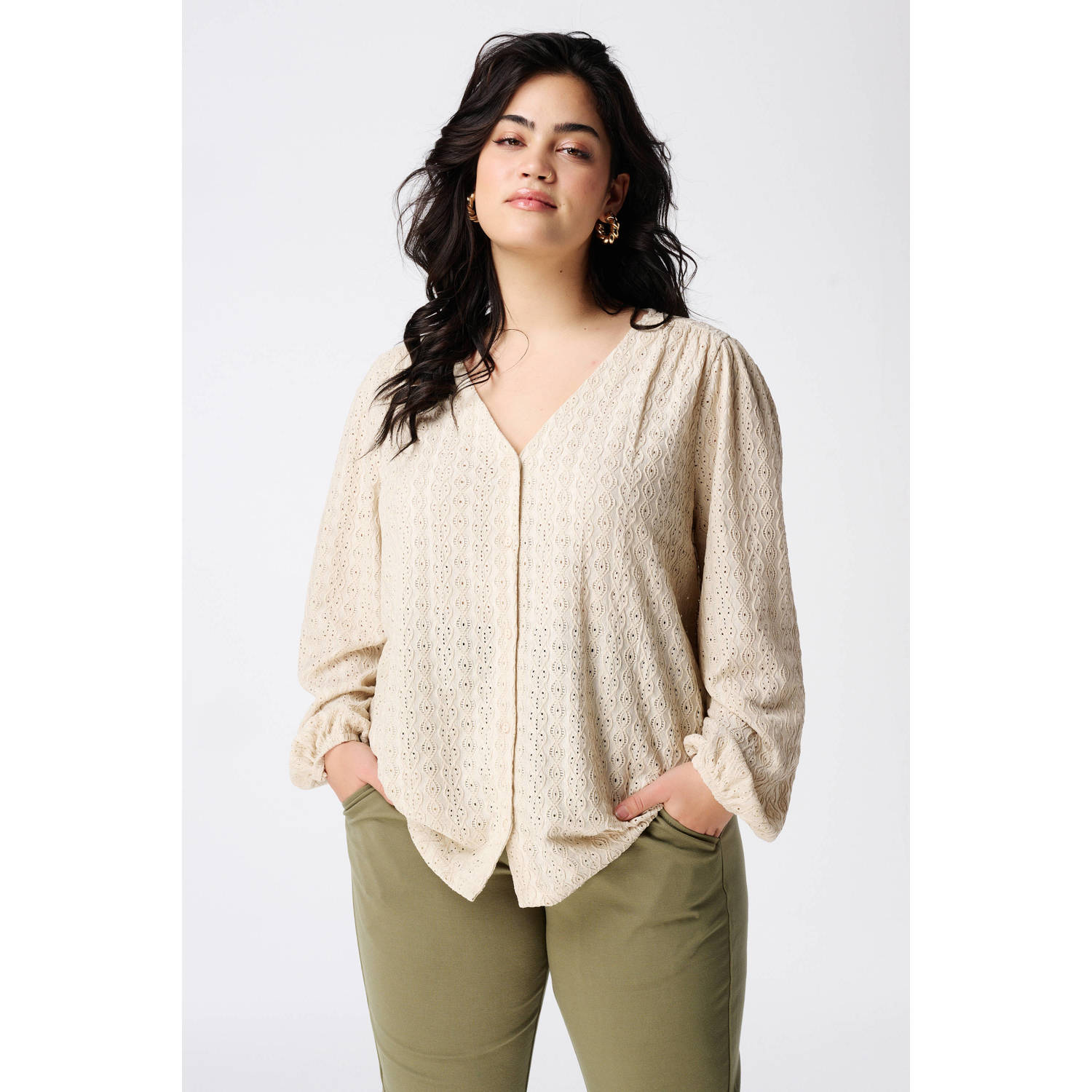 MS Mode blouse crème broderie