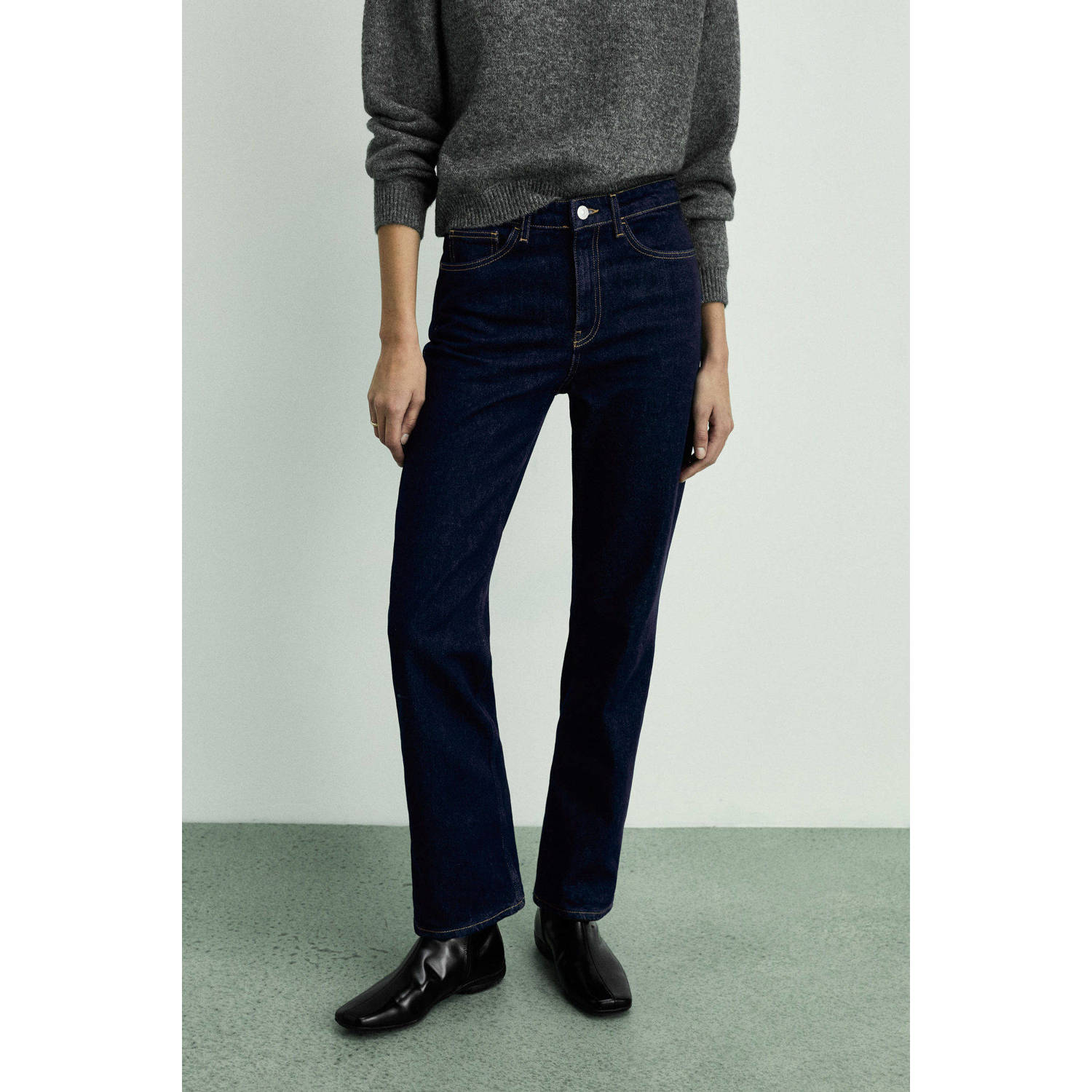 Mango regular waist dark blue denim