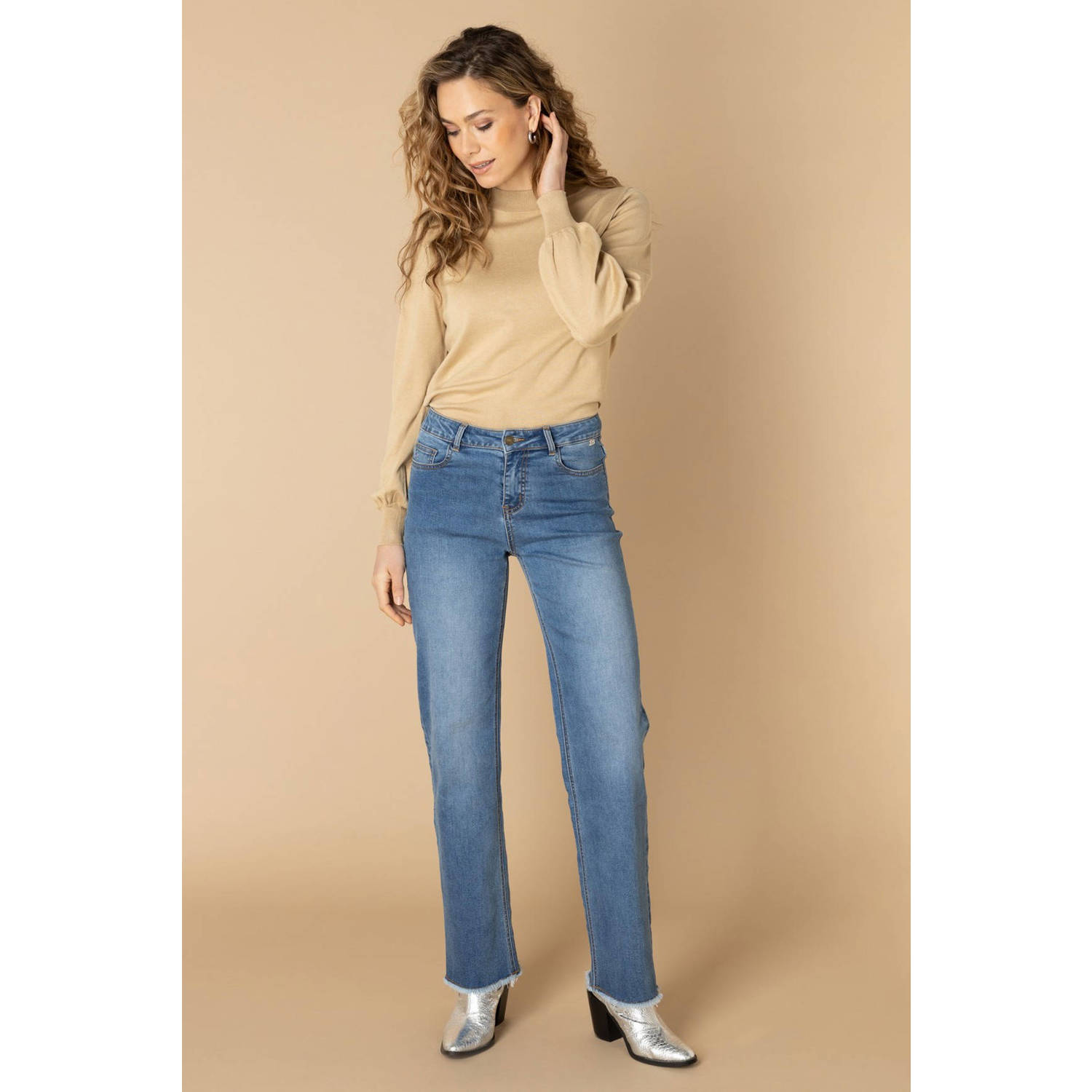 Ivy Beau trui beige fijn gebreid