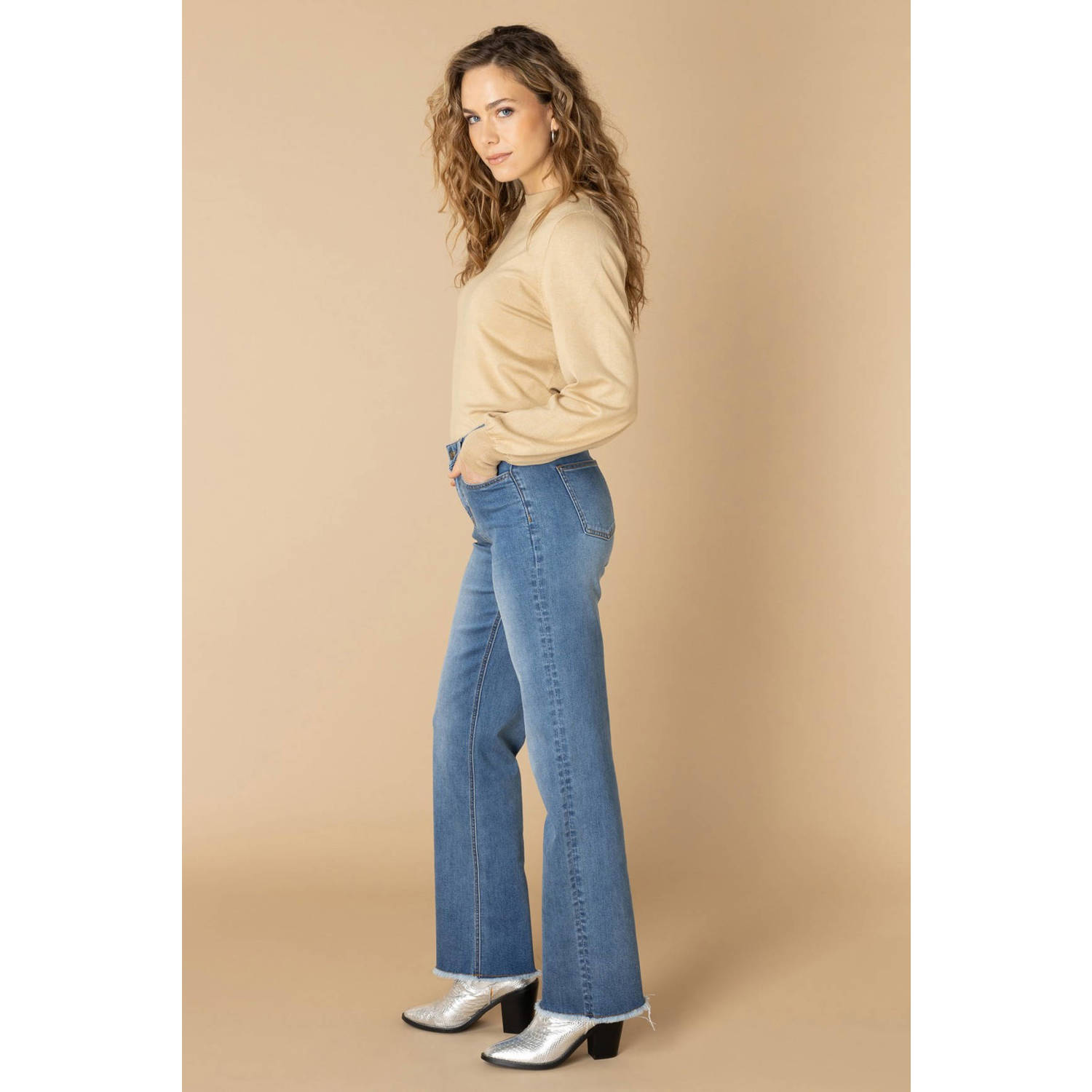 Ivy Beau trui beige fijn gebreid