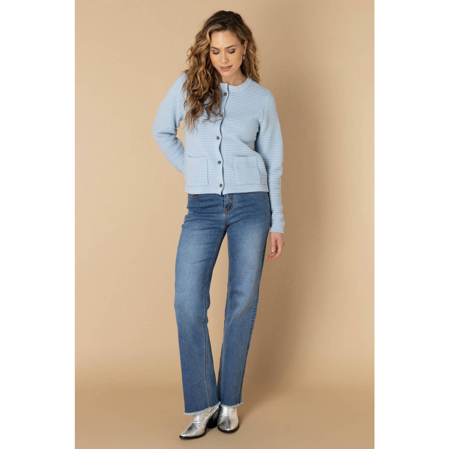 Ivy Beau vest lichtblauw met textuur