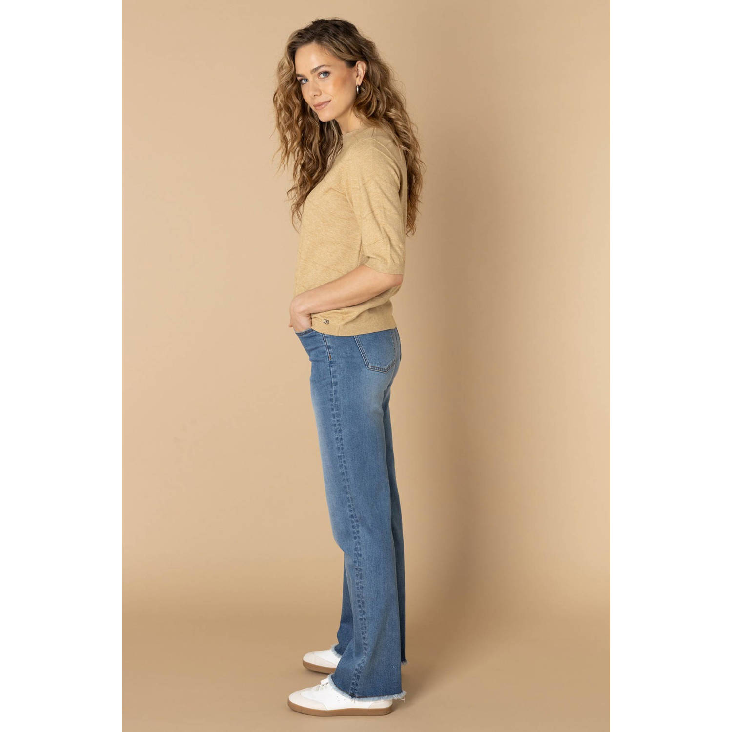 Ivy Beau pullover beige fijn gebreid