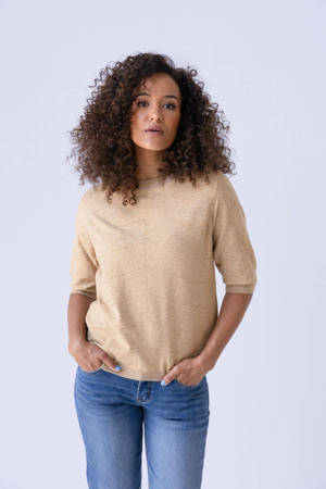pullover beige fijn gebreid