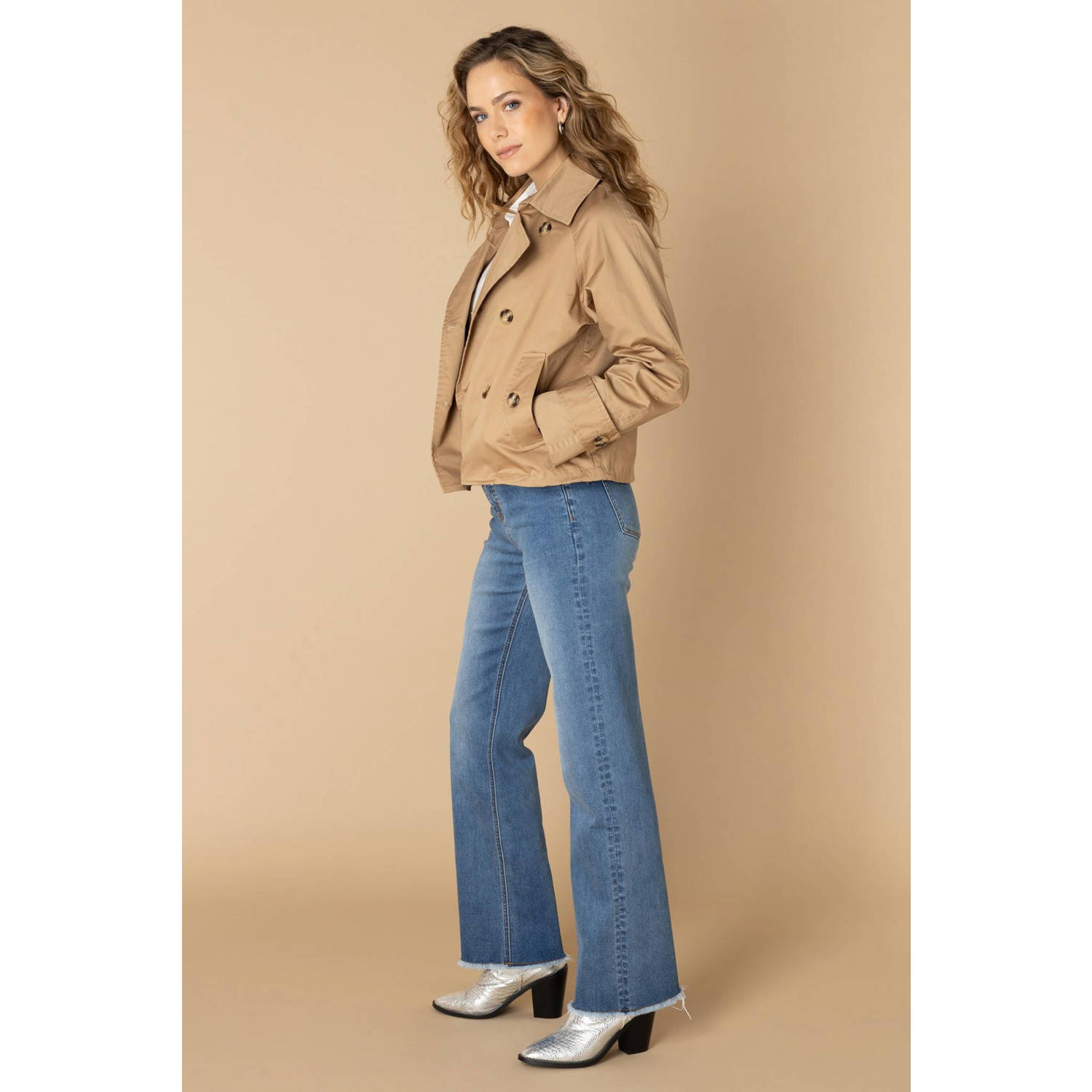 Ivy Beau regular waist wide leg jeans medium blue denim
