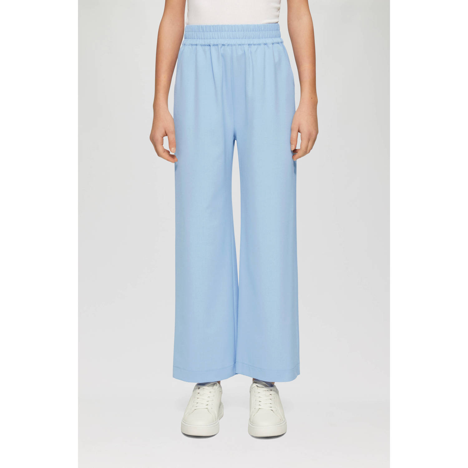 S.Oliver wide leg casual broek lichtblauw