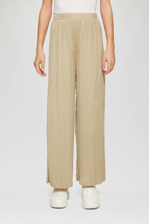 wide leg casual broek beige