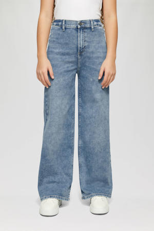 wide leg high waist jeans medium blue denim