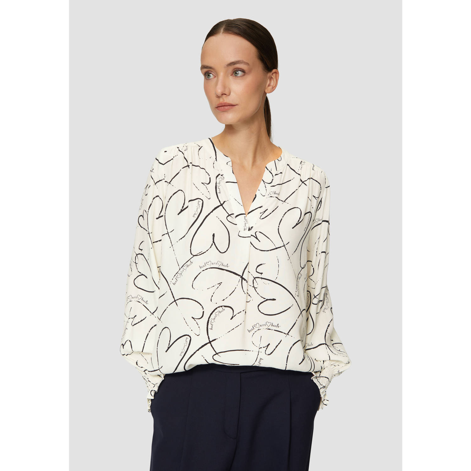 S.Oliver BLACK LABEL Relaxed fit overhemdblouse van pure viscose