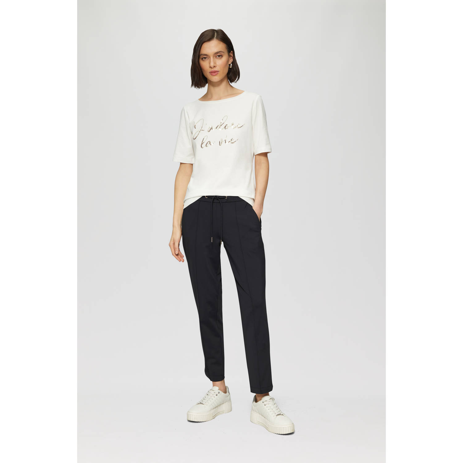 s.Oliver BLACK LABEL slim regular waist broek marine