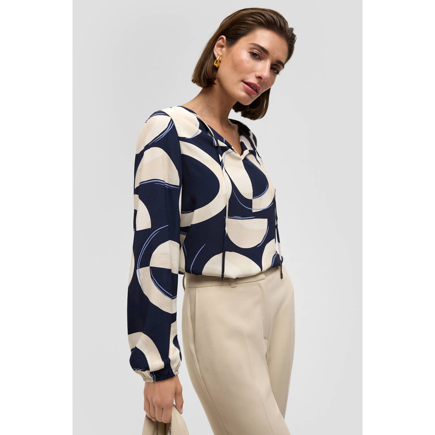 S.Oliver BLACK LABEL Relaxed fit blouse met lange mouwen van pure viscose