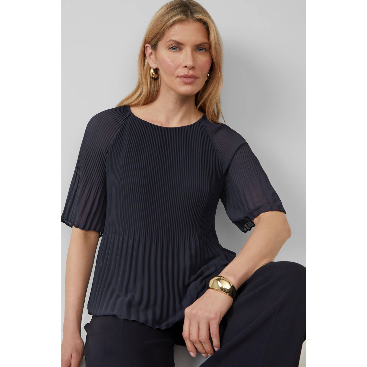 S.Oliver BLACK LABEL Regular fit chiffon blouse met korte raglanmouwen