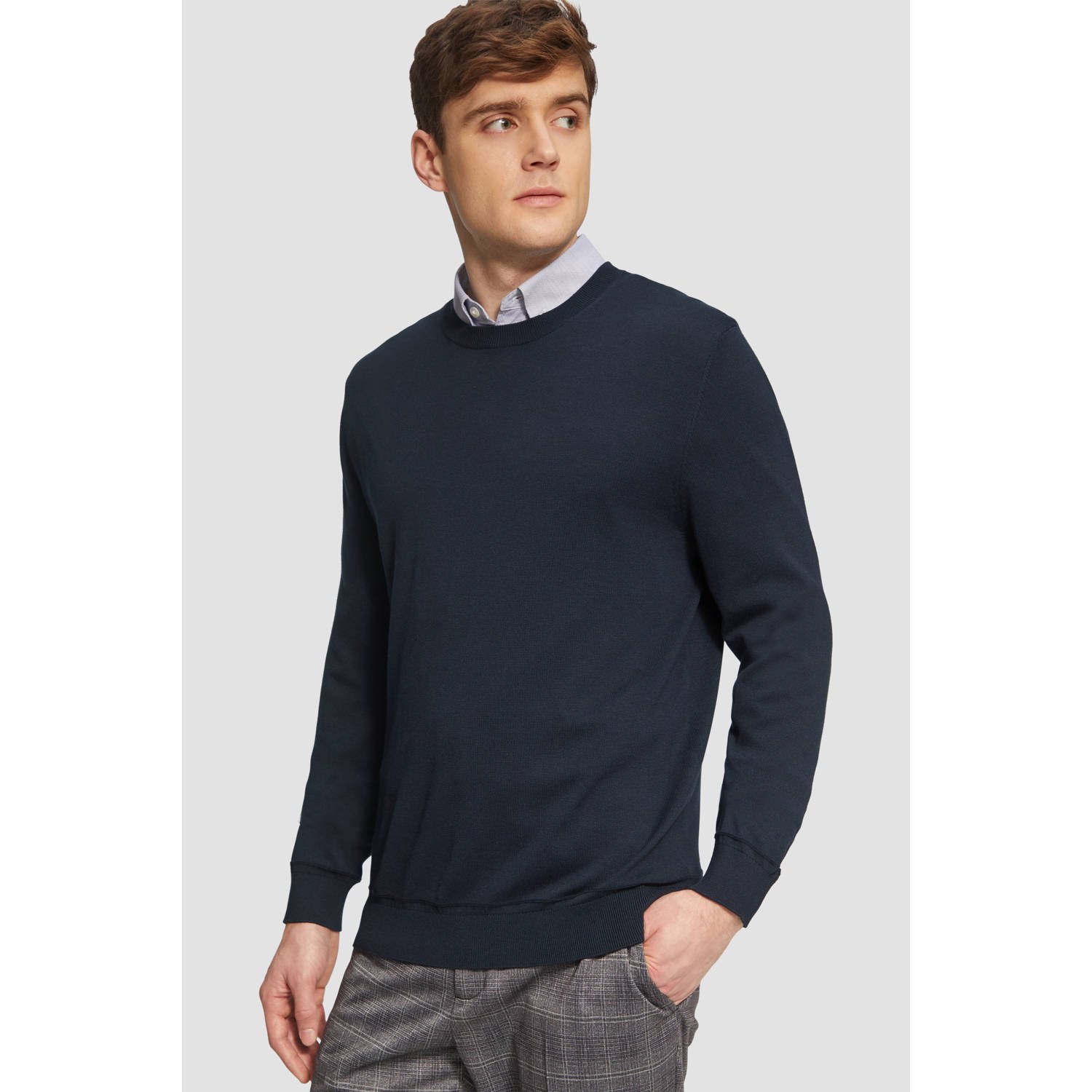 S.Oliver BLACK LABEL pullover fijn gebreid donkerblauw