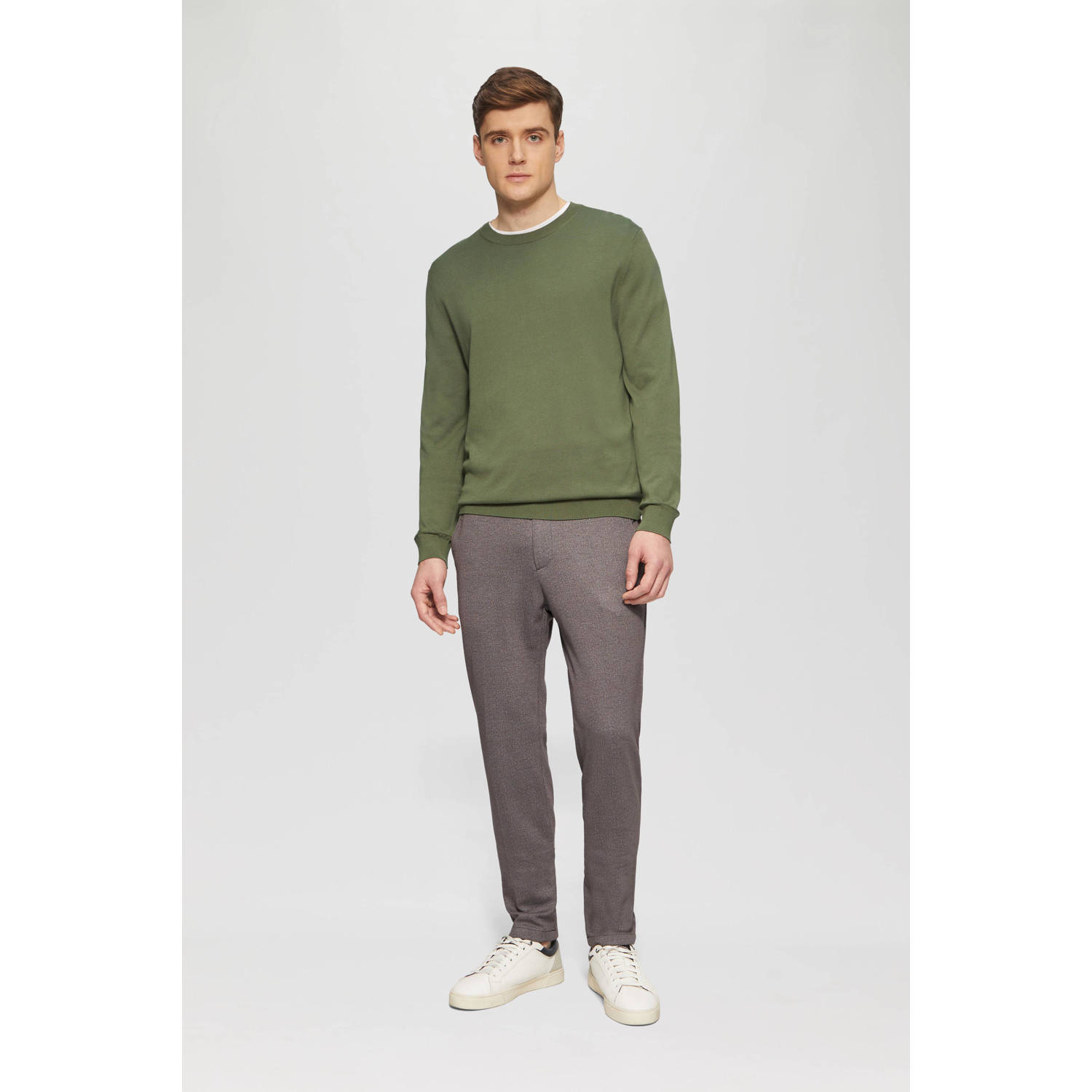 s.Oliver BLACK LABEL pullover fijn gebreid olijfgroen