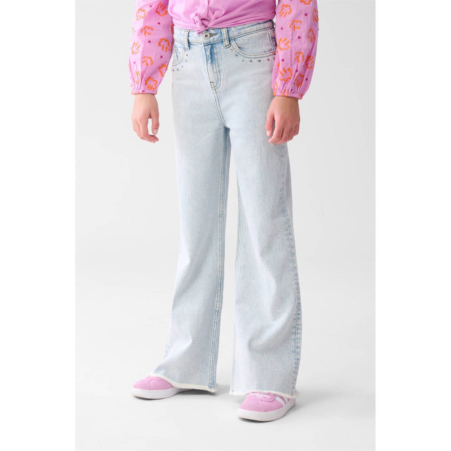 Shoeby wide leg jeans bleached blauw