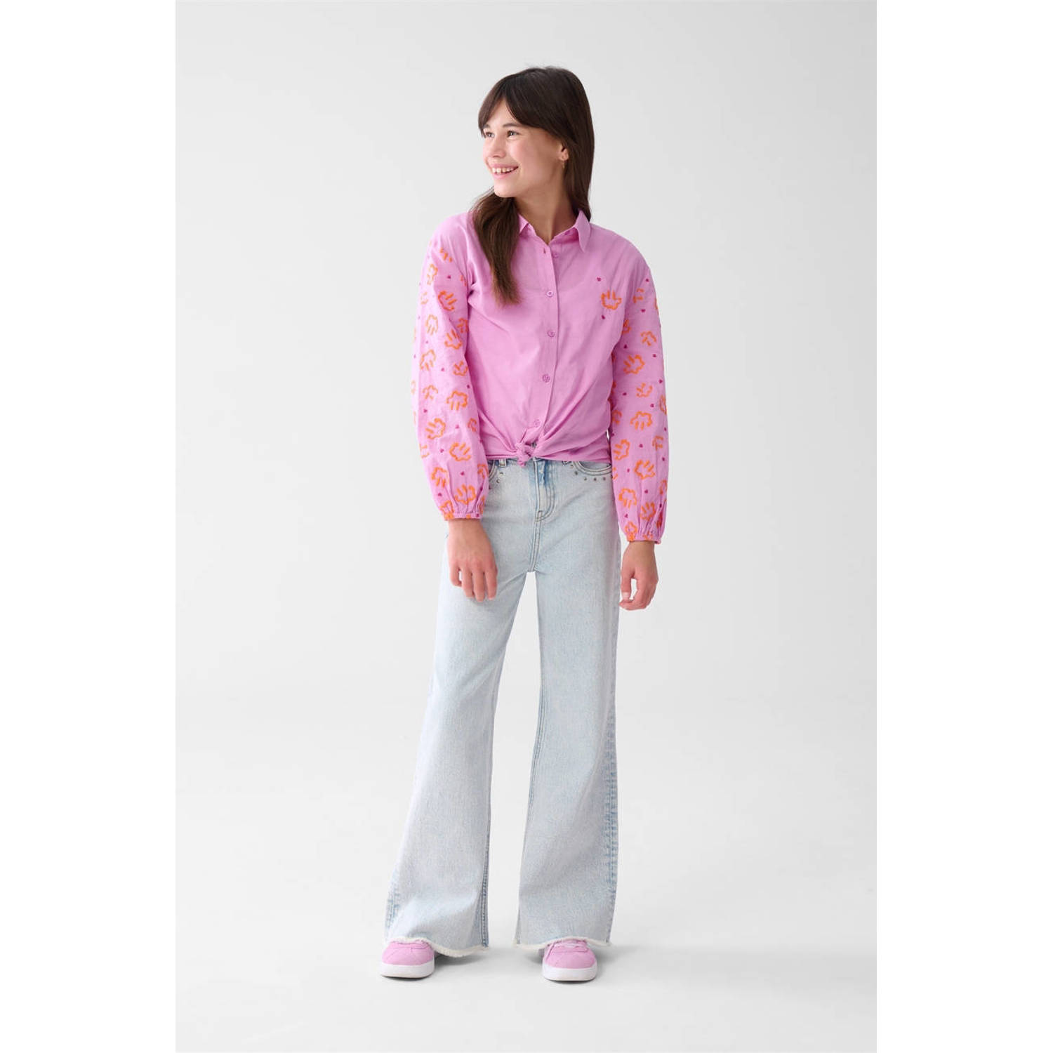 Shoeby wide leg jeans bleached blauw