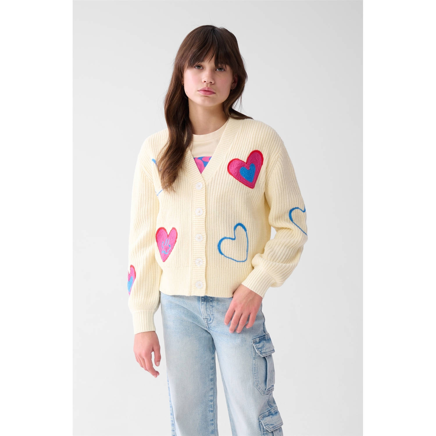 Shoeby vest ecru grof gebreid