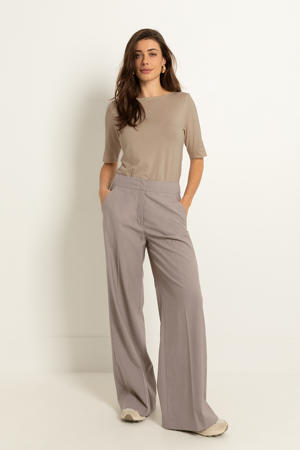 wide leg high waist pantalon taupe