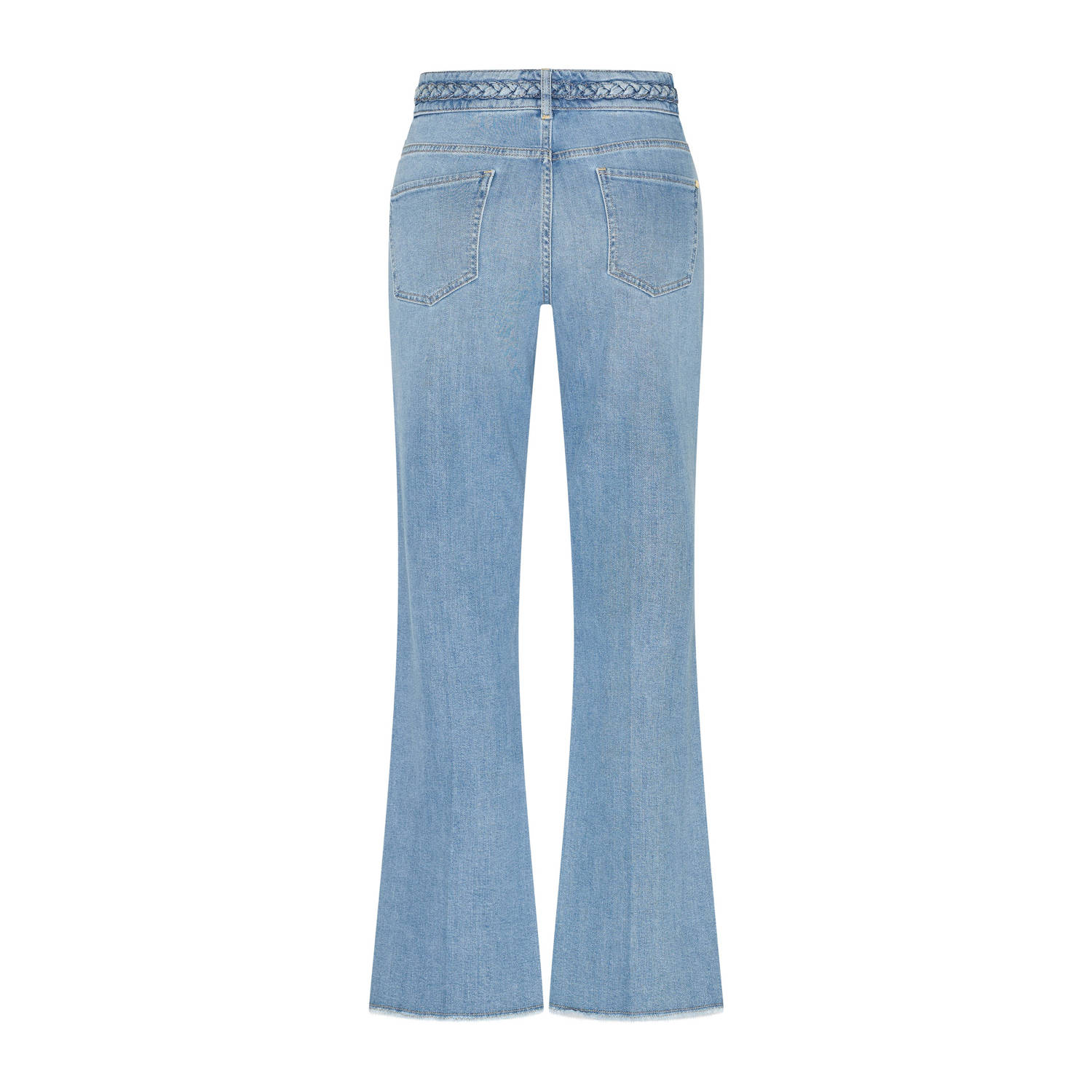 Claudia Sträter CLAUDIA BY CLAUDIA STRÄTER high waist flared jeans light blue denim met kabels
